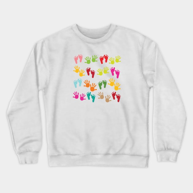 Baby footprint and hands kids Crewneck Sweatshirt by GULSENGUNEL